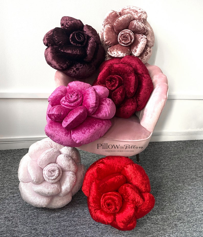 Rose Gold Velvet Unique Rose Pillow Premium Crushed Velvet Etsy