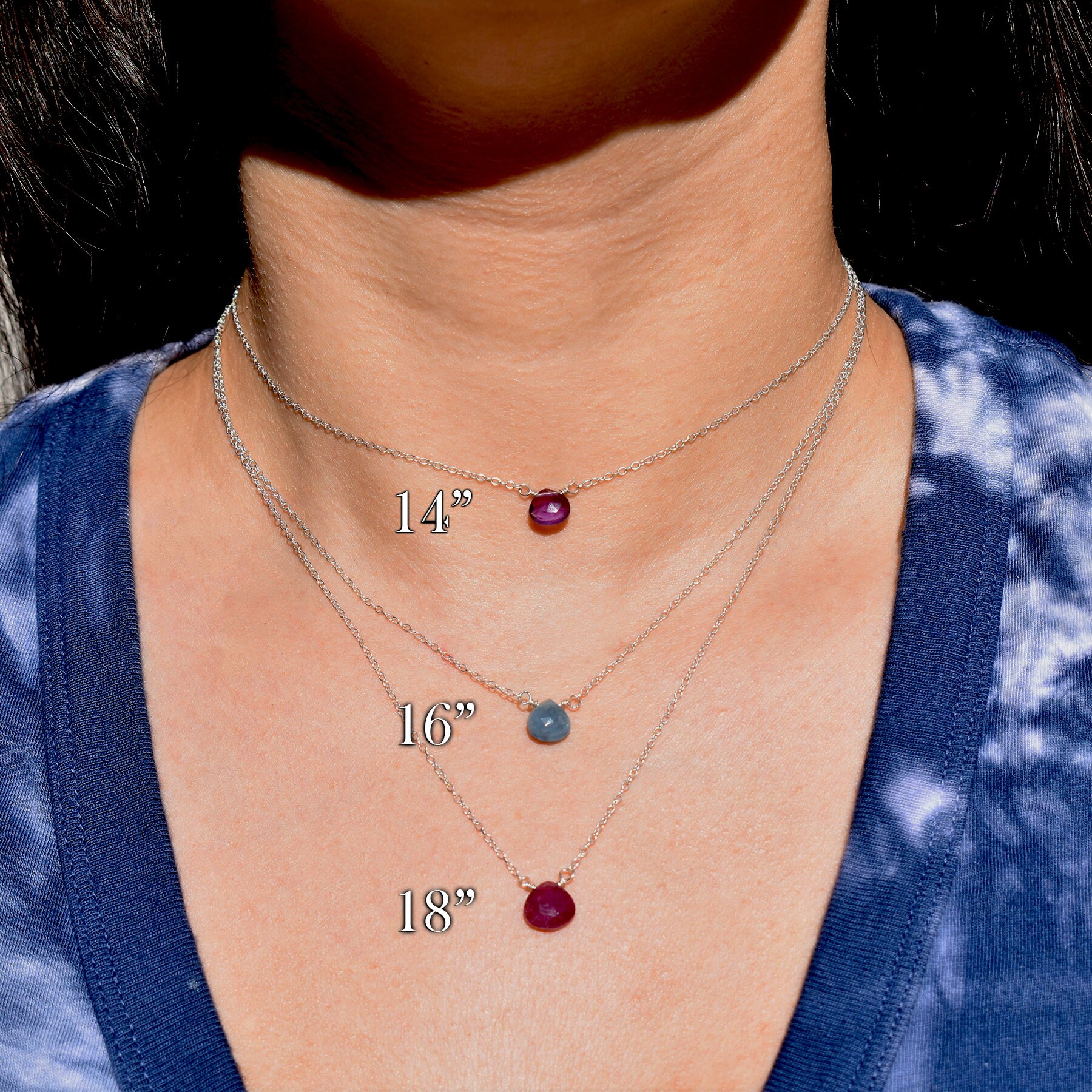 Collana Con Pietra Acquamarina Muschio - Oro Pieno, Riempimento Oro Rosa, Argento Sterling