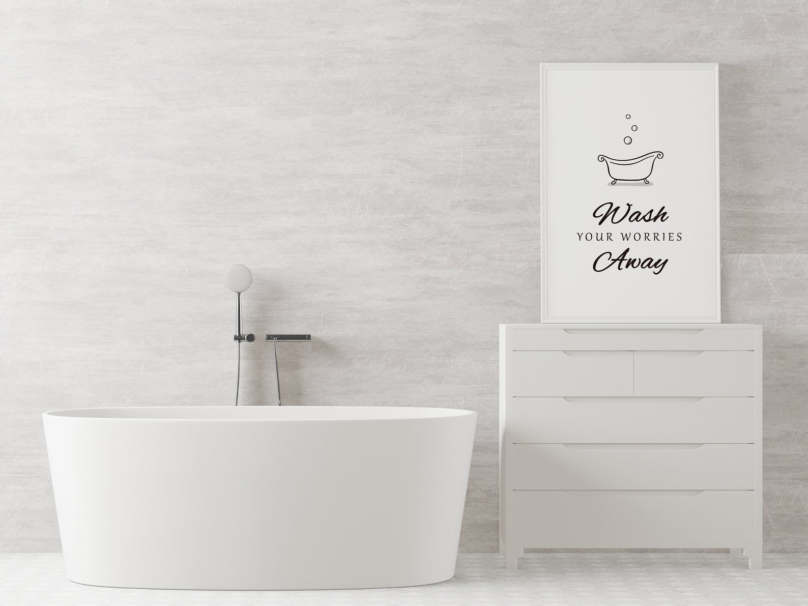 Wash Your Worries Away Bathroom Printable Wall Art - Etsy