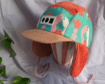 5 panel cap "Marie" | Spring hat with earflaps | Kids Adult unisex