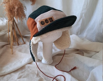 5 panel cap "Wood" / winter hat / hat with ear flaps