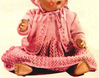 Baby Doll Layette  12-16 inch/30-40 cm doll height  3 Ply Yarn is required