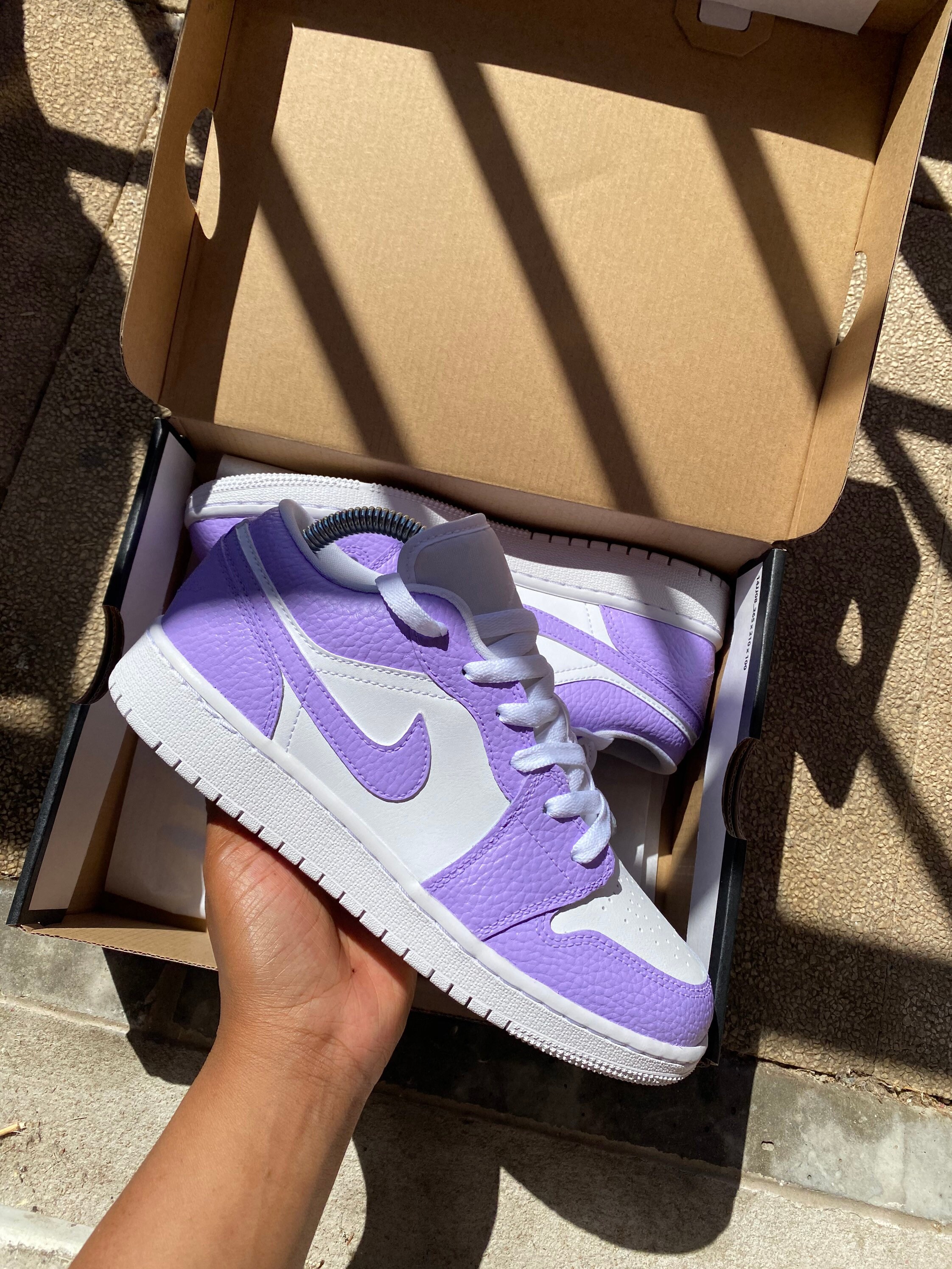 lilac and blue jordans