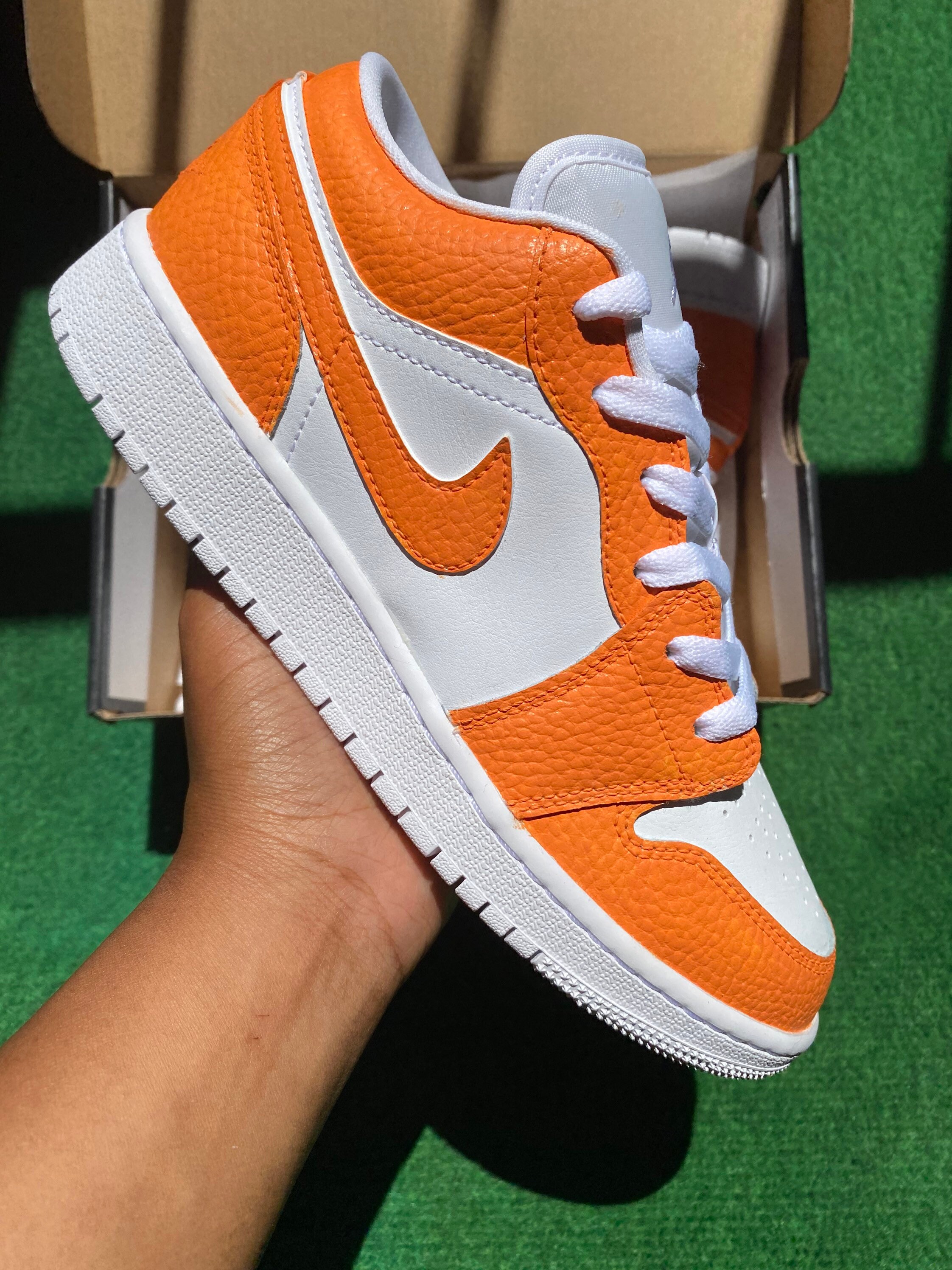 White and orange jordan 1 low Clearance