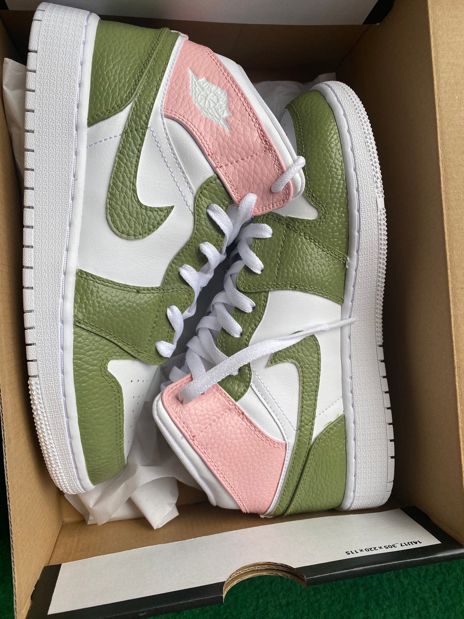 Jordan 1 personalizzato Khaki verde e rosa | Etsy