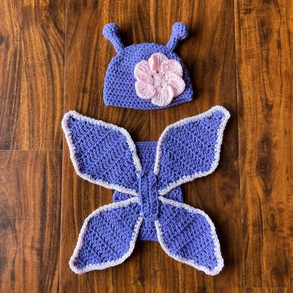 New born baby girl crochet butterfly | photo prop outfit | baby shower gift | new born outfit