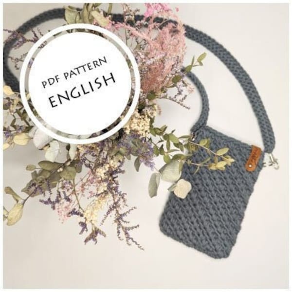Crochet Pattern, PDF pattern, English, Crossbody phone bag, phone case