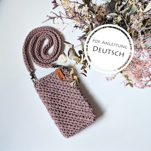 Crochet pattern, PDF pattern, German for a crossbody cellphone case