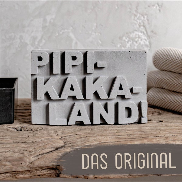 LETTER BRICK | Beton-Schild "Pipi-Kaka-Land" | Betondeko | handgegossen