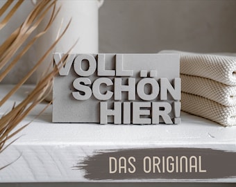 LETTER BRICK | Betonschild „Voll schön hier!“ | Betondeko | handgegossen