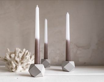 Kerzenhalter aus Beton | Hexagon | Stabkerzenhalter | Kerzenständer | Beton-Kerzenhalter | handgemacht | handgegossen
