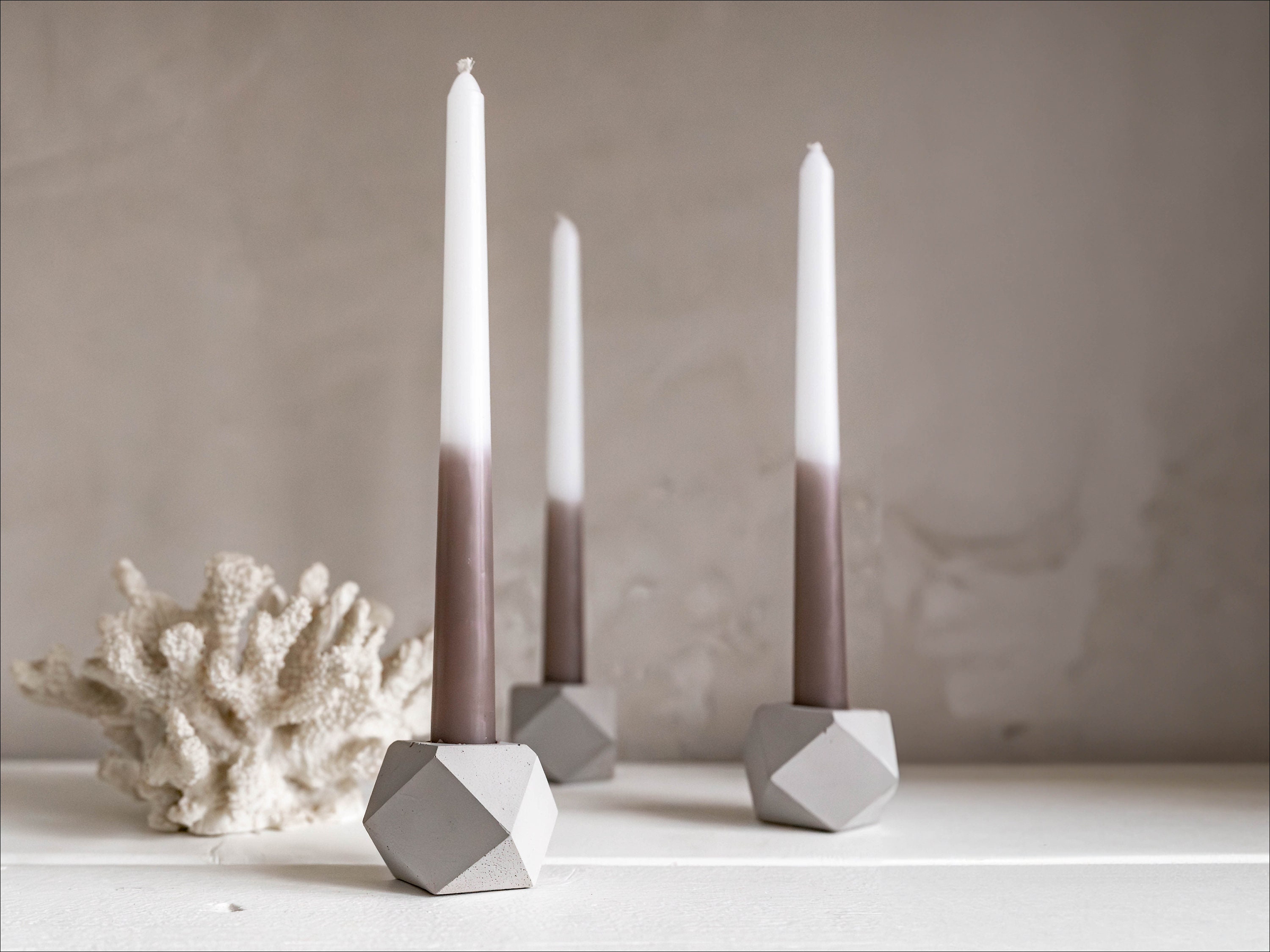 Kerzenhalter Aus Beton | Hexagon | Stabkerzenhalter | Kerzenständer | Beton- kerzenhalter | Handgemacht | Handgegossen