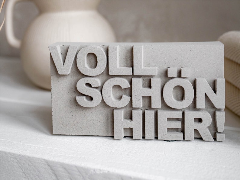 LETTER BRICK Betonschild Voll schön hier Betondeko handgegossen zdjęcie 2