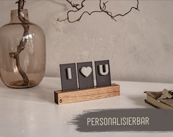 LETTER BENCH | Hochzeitsgeschenk Schild mit Initialen und Datum Hochzeitsdatum personalisiertes Schild Letter Board aus Holz und Beton