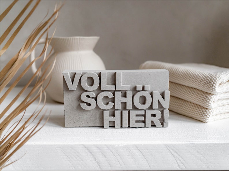 LETTER BRICK Betonschild Voll schön hier Betondeko handgegossen zdjęcie 3