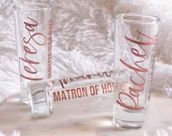 Personalized Shot Glass, Bridal Party Gift, Custom 2 OZ Shot Glass, Bridesmaid Groomsman Proposal, Bachelorette Party, Wedding Favor