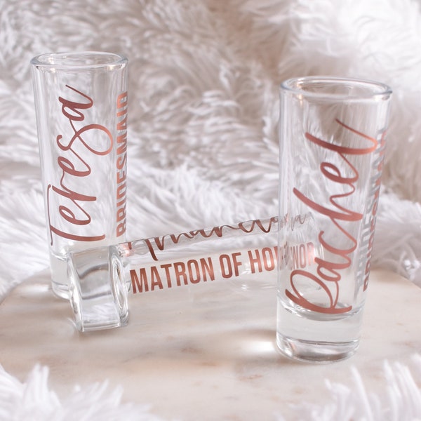 Personalized Shot Glass, Bridal Party Gift, Custom 2 OZ Shot Glass, Bridesmaid Groomsman Proposal, Bachelorette Party, Wedding Favor