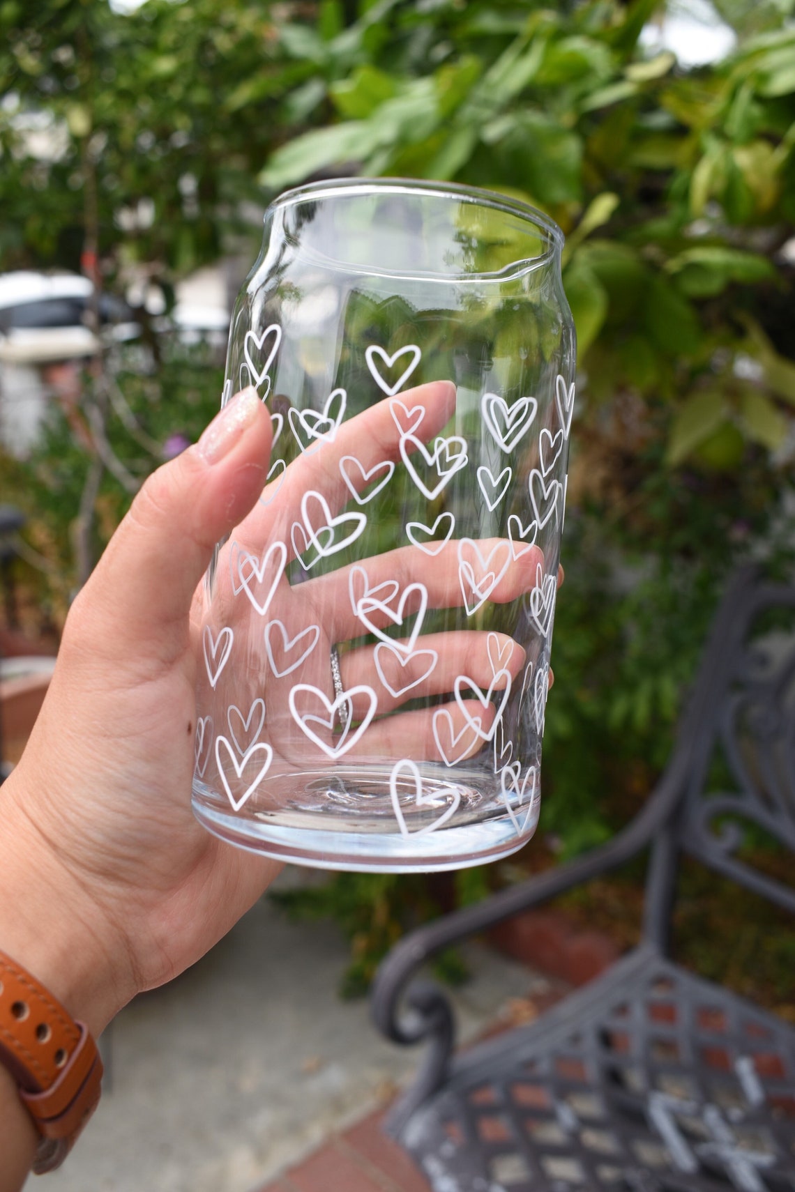 Heart Glass Cup With Bamboo Lid and Glass Straw 16 Oz Beer - Etsy