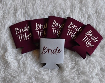 Bride Tribe Bridesmaid Proposal Can Cooler, Team Bride Stubby Holder, Maid or Matron of Honor Beer Hugger, Bridal Party Can Hugger