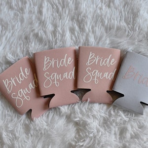 Bride Squad Can Cooler, Bachelorette Trip Party Bridesmaid Proposal Gift Beer Hugger, Maid or Matron of Honor, Bridal Party Can Can Sleeve