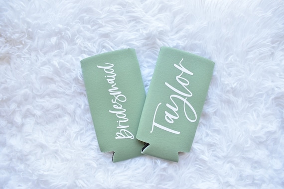 Sage Green Gold Foil Bridesmaid Proposal Can Coolers \\\\ Bridesmaid Gift Can Cooler \\\\ Maid or Matron of Honor \\\\ Bridal Party Can Cooler
