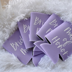 Lavender Bridesmaid Proposal Can Cooler \\ Bridesmaid, Maid or Matron of Honor Can Cooler\ Bridal Party Can Cooler,Multiple colors available