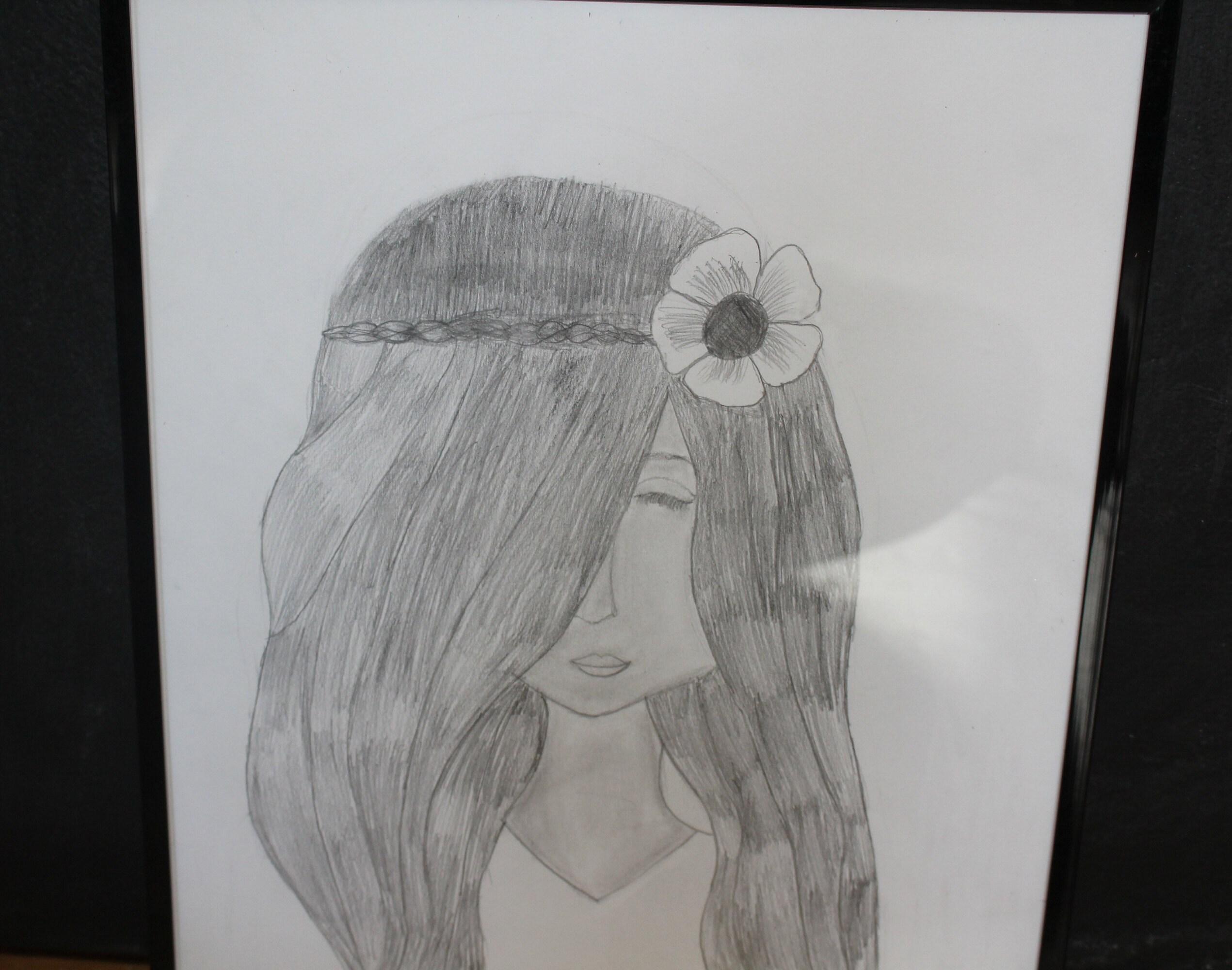 Pencil Drawing Wall Hanging of a Girl. - Etsy Pencil Drawing Wall Hanging of a Girl. - Etsy
