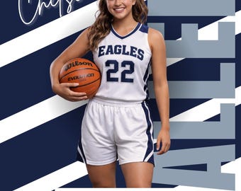 May include: A portrait of a young woman in a basketball uniform holding a Wilson Evolution basketball. The white jersey has "EAGLES 22" printed on it. The image includes the text "Chelsea" and "ALLEN", along with "WESTMORE HIGH SCHOOL SENIOR 2026".