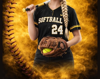 Senior Softball Poster Template | Editable Sports Banner (Digital Download