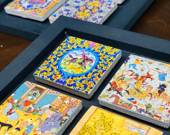 Decorative Framed Ceramic Tiles, Wall Art, Persian Patterns and Miniatures