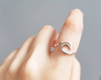 child and adult sizes Solid Sterling silver stacking wavy ring with hammered finish available in midi teen