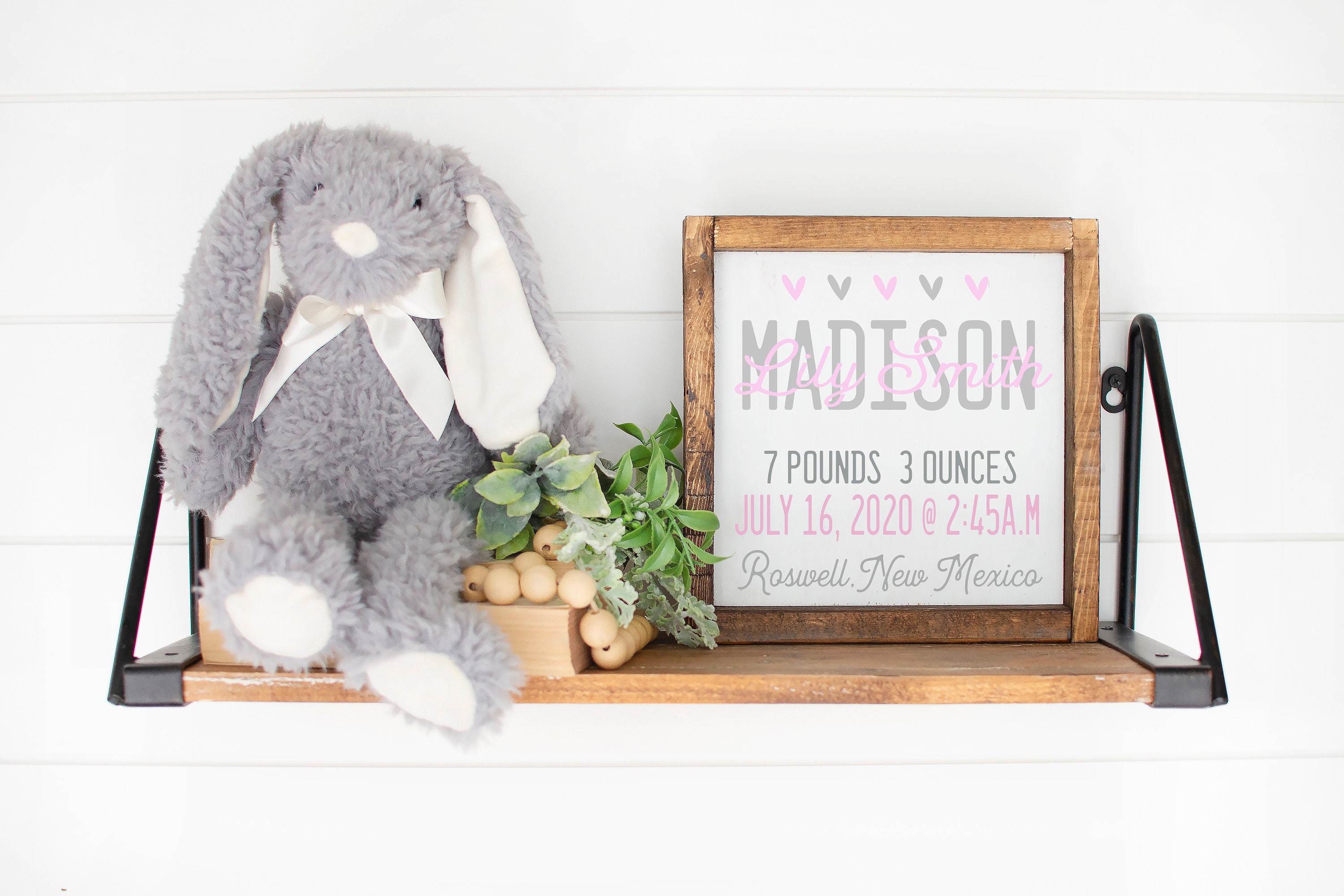 Birth Announcement Wood Sign Baby Name Sign Memory Board Etsy