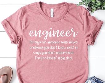 T-shirt met ingenieurdefinitie, grappig technisch cadeau