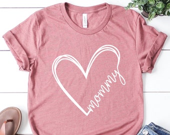 Mama Herz T-Shirt, Geschenk für Frauen zum Muttertag