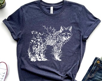 Camiseta con zorro floral y mandala animal