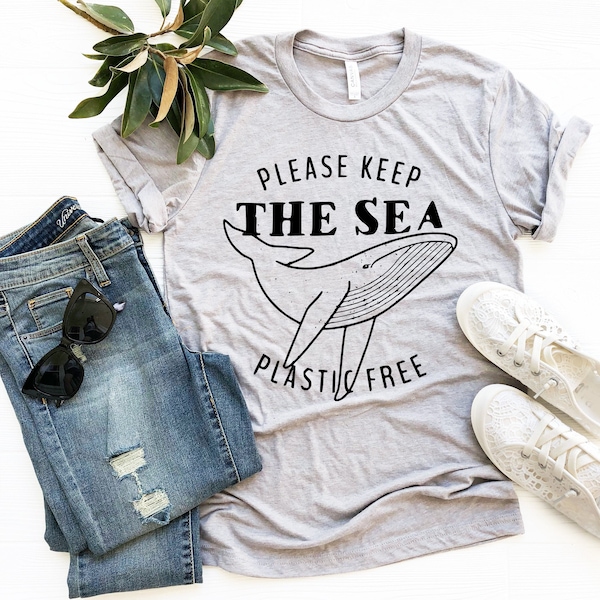 Keep the Sea Plastic Free TShirt, Whale Tee, Enviromental Protect the Ocean TShirt