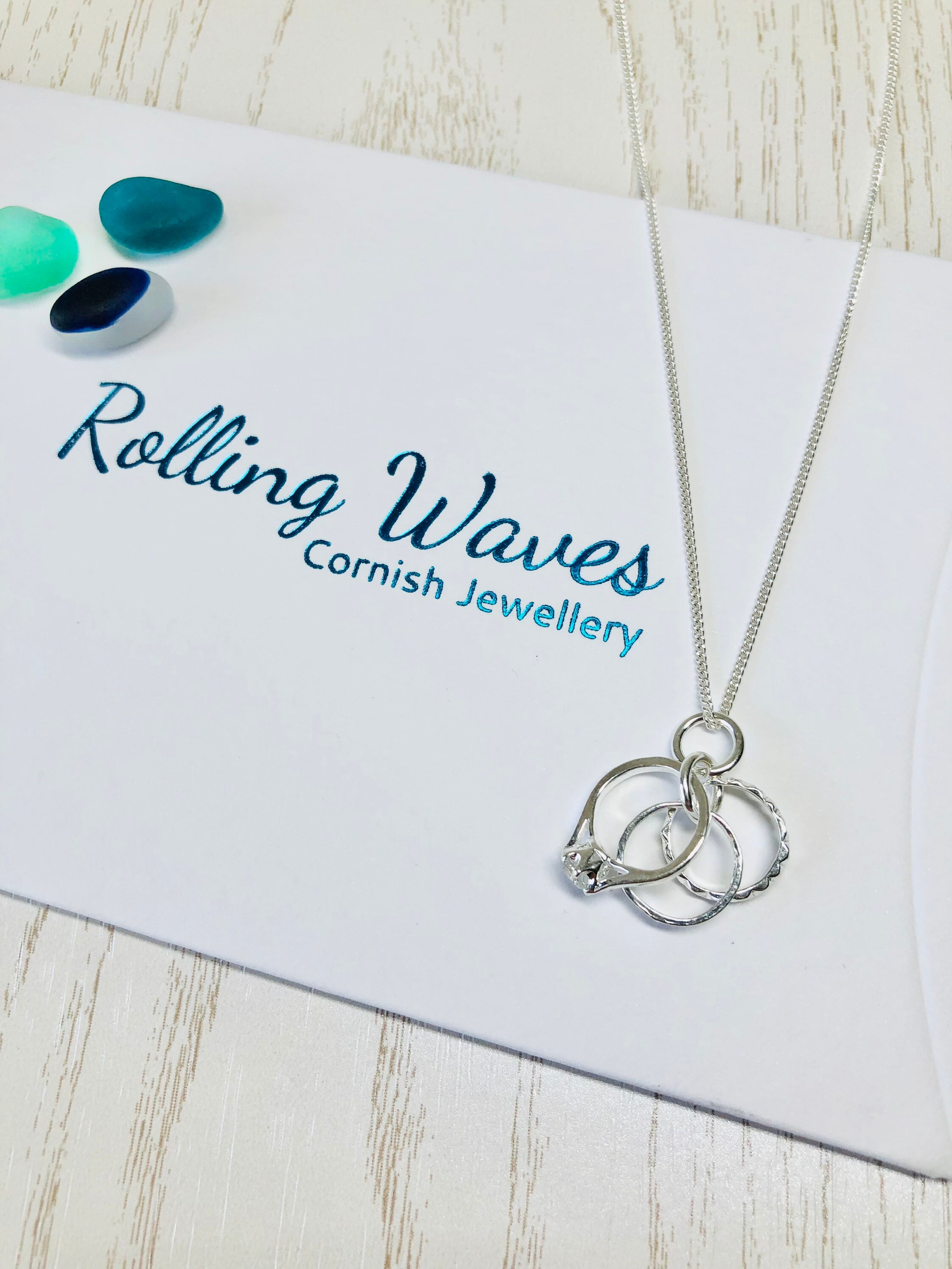 Sterling Silver Wedding Rings Charm Necklace With the Option Etsy New