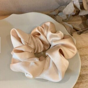 Soft Satin Silk Solid Color Hair Tie Scrunchie Ponytail Holder Hair | Neutral Color Scrunchies |Satin-Silk Hair Scrunchy | Gift for Her