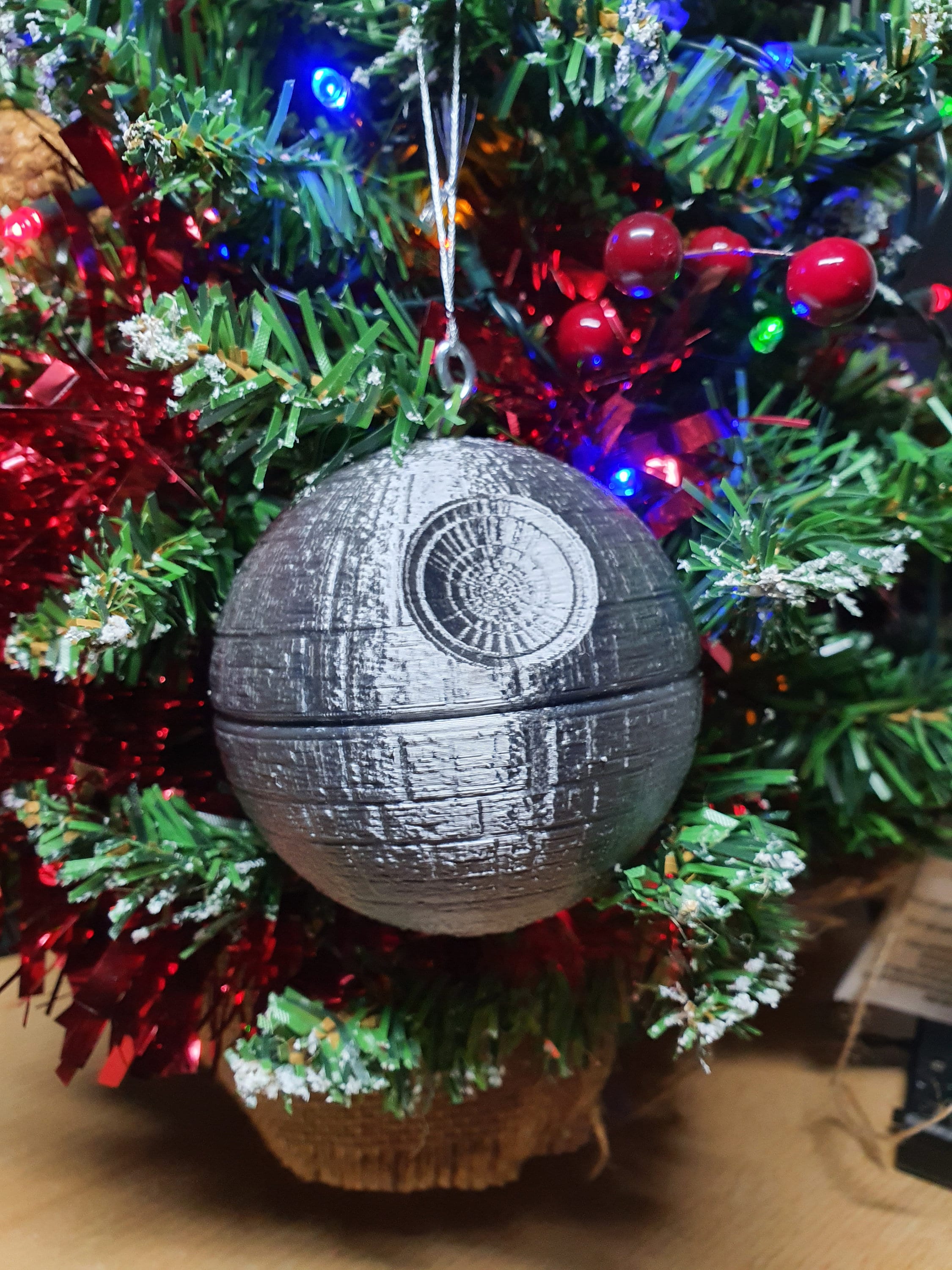 That's No Moon… Killing Star Christmas Tree Bauble Silver PLA
