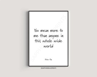 Peter Pan love quote Print Poster Wall Art I Disney quotes I Home decor I Wendy and Peter