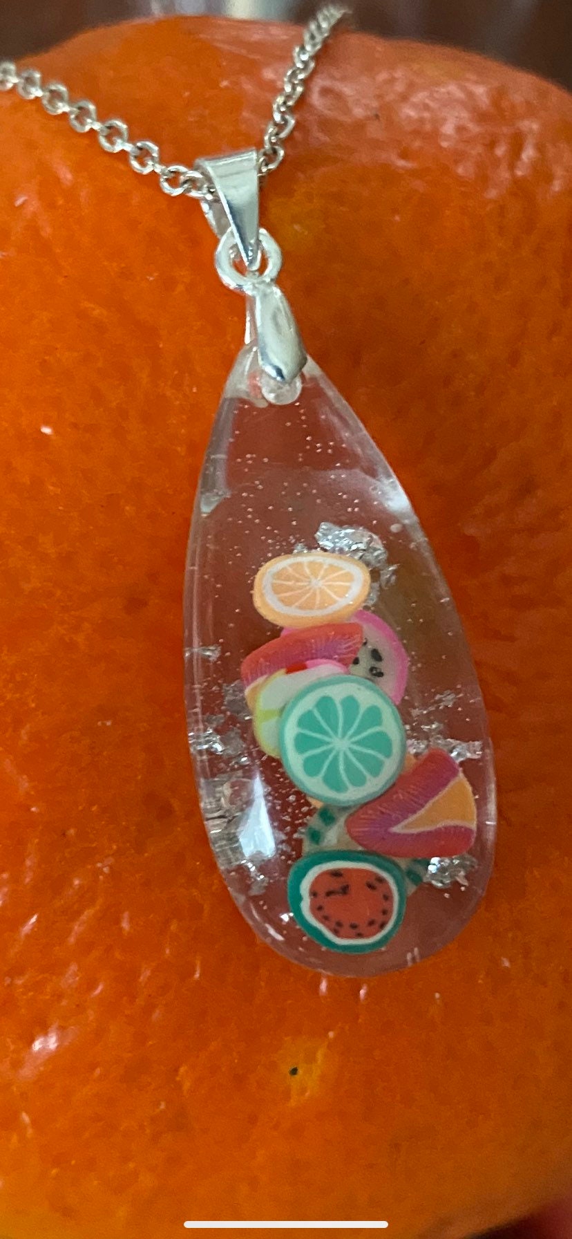 Fruit in Resin Necklace Drop Pendant Fruit Necklace Fruit Etsy