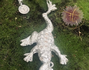999 Fine Silver “Dinner in the Garden” Frog Necklace, women’s jewelry, frog pendant, gifts for women, nature inspired jewelry, PMC clay.