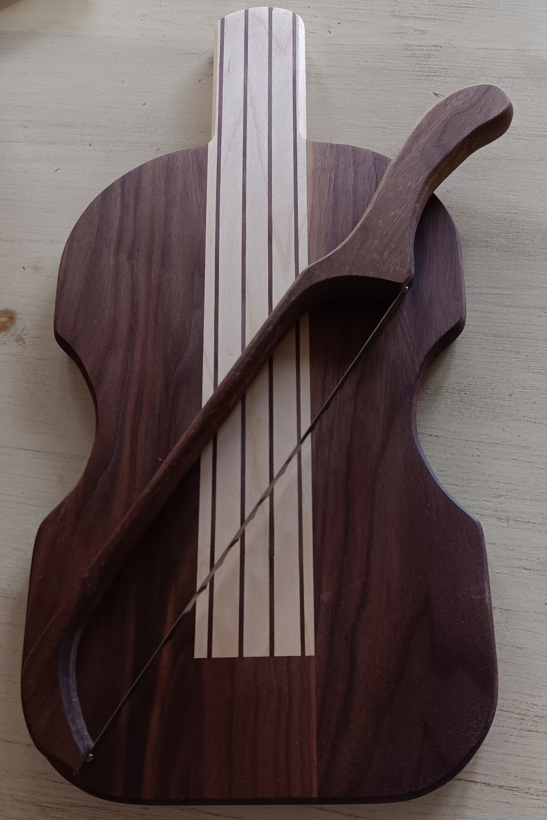 Fiddler Bread Board & Fiddle Bow Knife Set Maple and Walnut Etsy