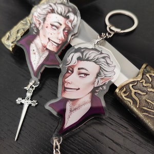 Baldur's Gate 3: Astarion - double sided acrylic keychain with extra pendant