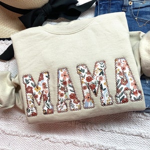 Floral Mama Sweatshirt, Embroidered Mama Sweatshirt, Neutral Floral Sweatshirt, Mama Pullover, Mother's Day Gift, Gift for Mom, New Mom Gift