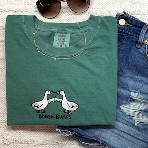 Embroidered Goose T-Shirt, Goose Shirt, Comfort Colors Shirt, Funny Goose Shirt, Embroidered Goose Shirt, Embroidered Shirt Unisex image 3