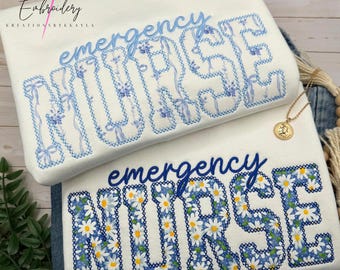 Custom Nurse Sweatshirt, Embroidered RN Crewneck, Nursing School Graduation Gift, Personalized Nurse Pullover