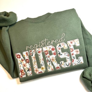 Registered Sweatshirt, Embroidered Nurse Sweatshirt, Nurse Graduation Gift, Nurse Appreciation Gift, Cute Nurse Sweatshirt, Gift for Nurse