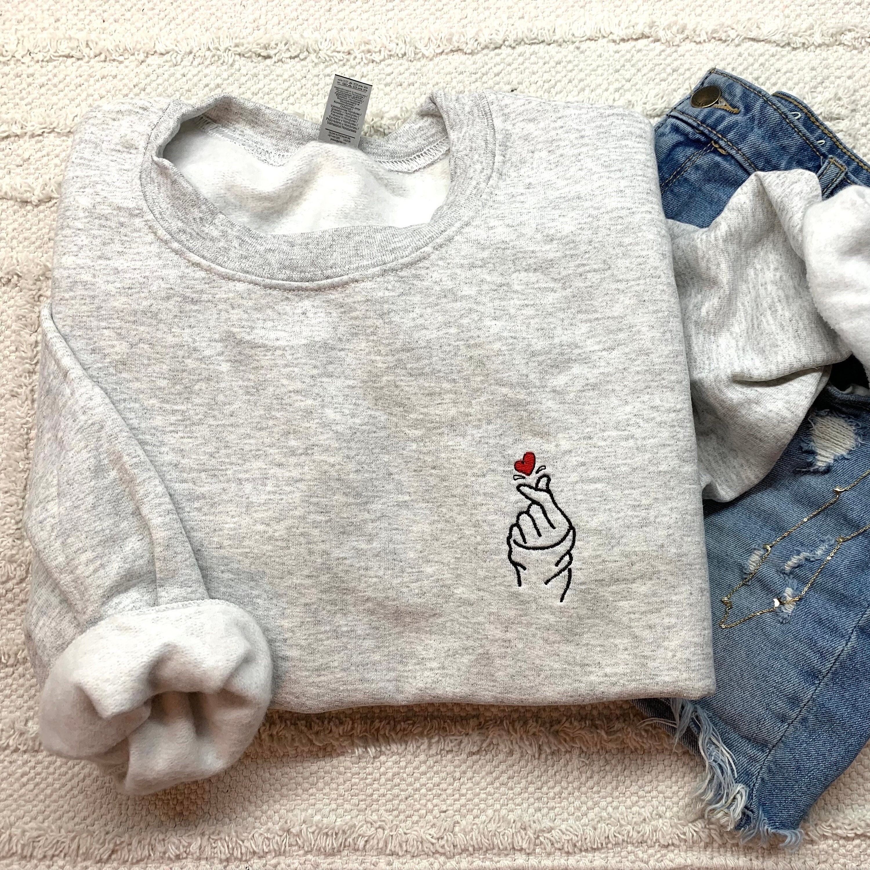 Korean Heart Sweatshirt - Etsy