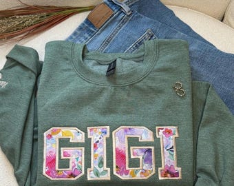Embroidered Gigi Sweatshirt, Custom Embroidered Sweatshirt, Floral Sweatshirt, Personalized Gigi Sweatshirt, Gift for Grandma